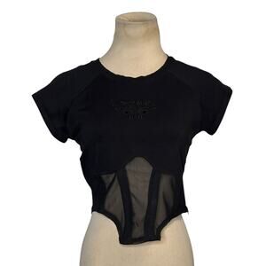 Forever 21 black ragland sleeves crop top size Large